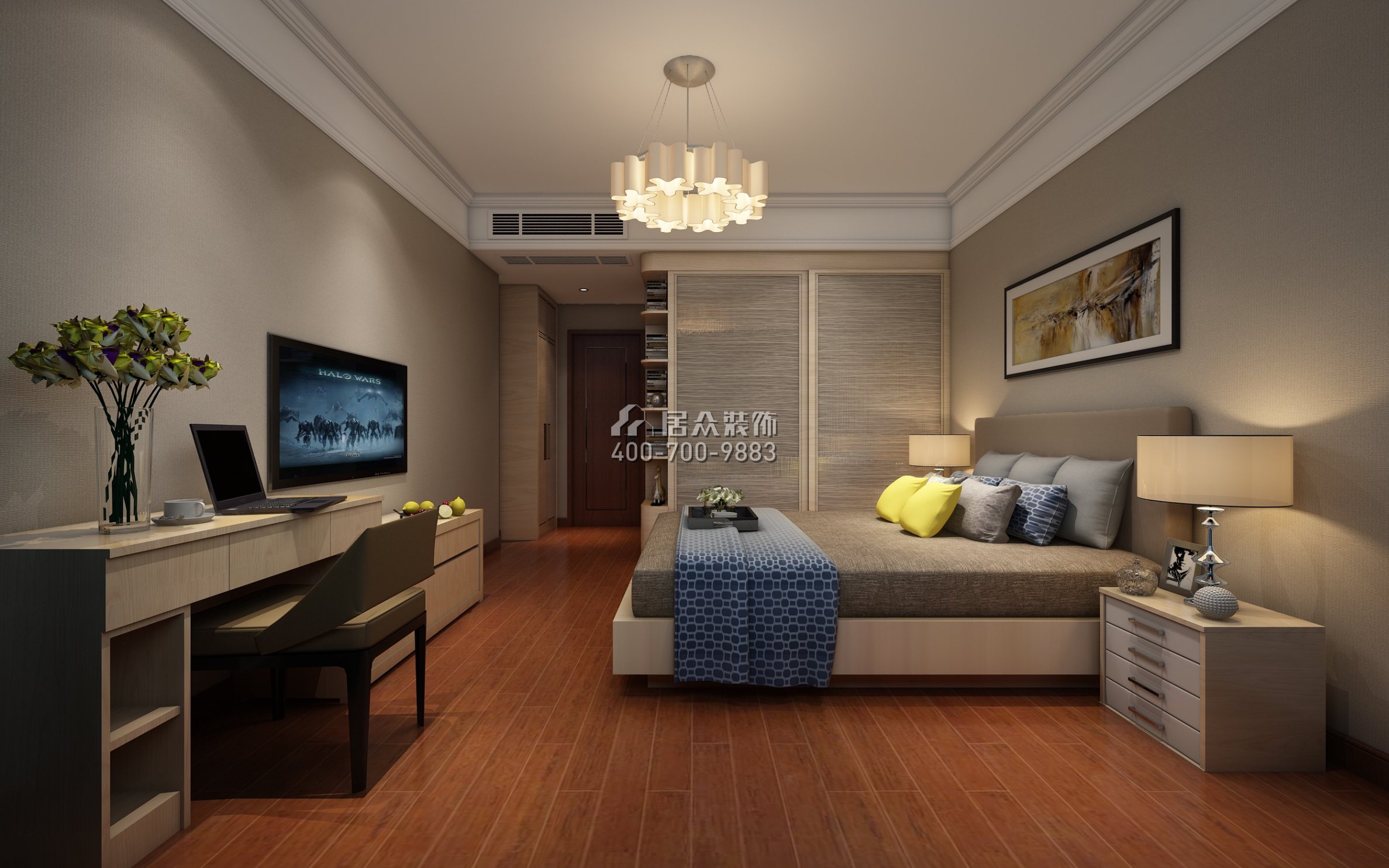 东湖九区157平方米中式风格平层户型卧室装修效果图