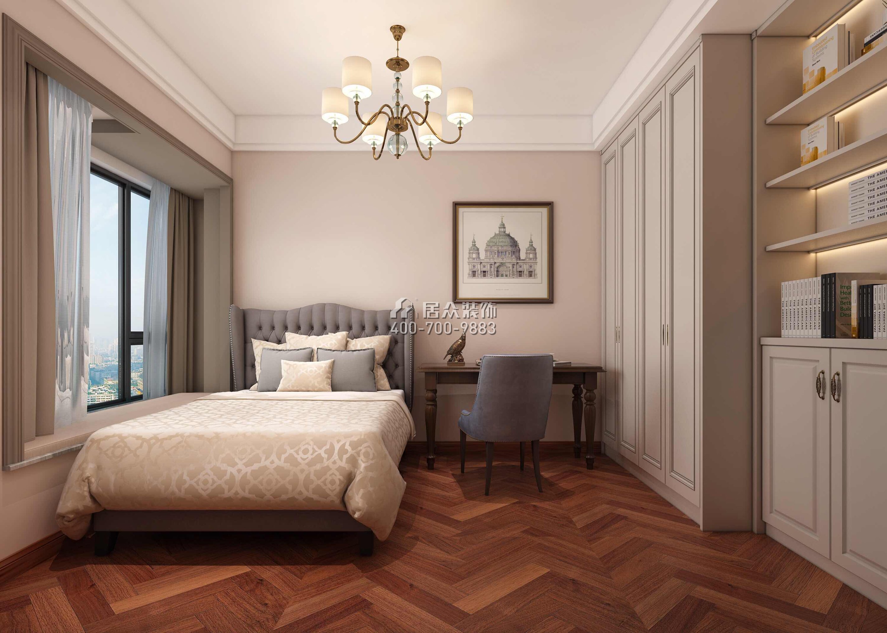 冠城世家145平方米美式風格平層戶型臥室裝修效果圖
