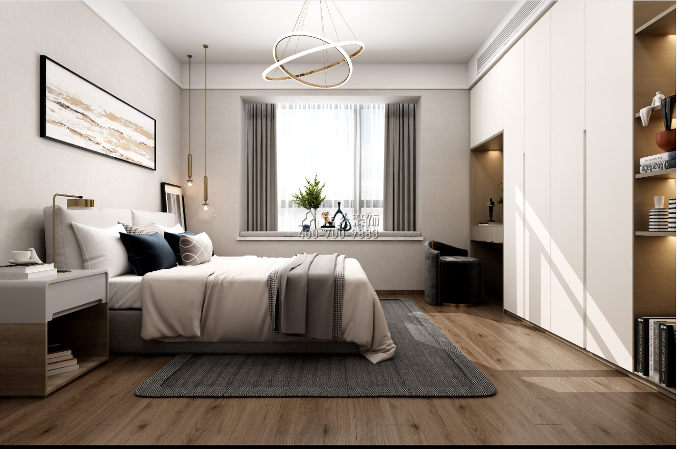 华发新城200平方米现代简约风格平层户型卧室装修效果图