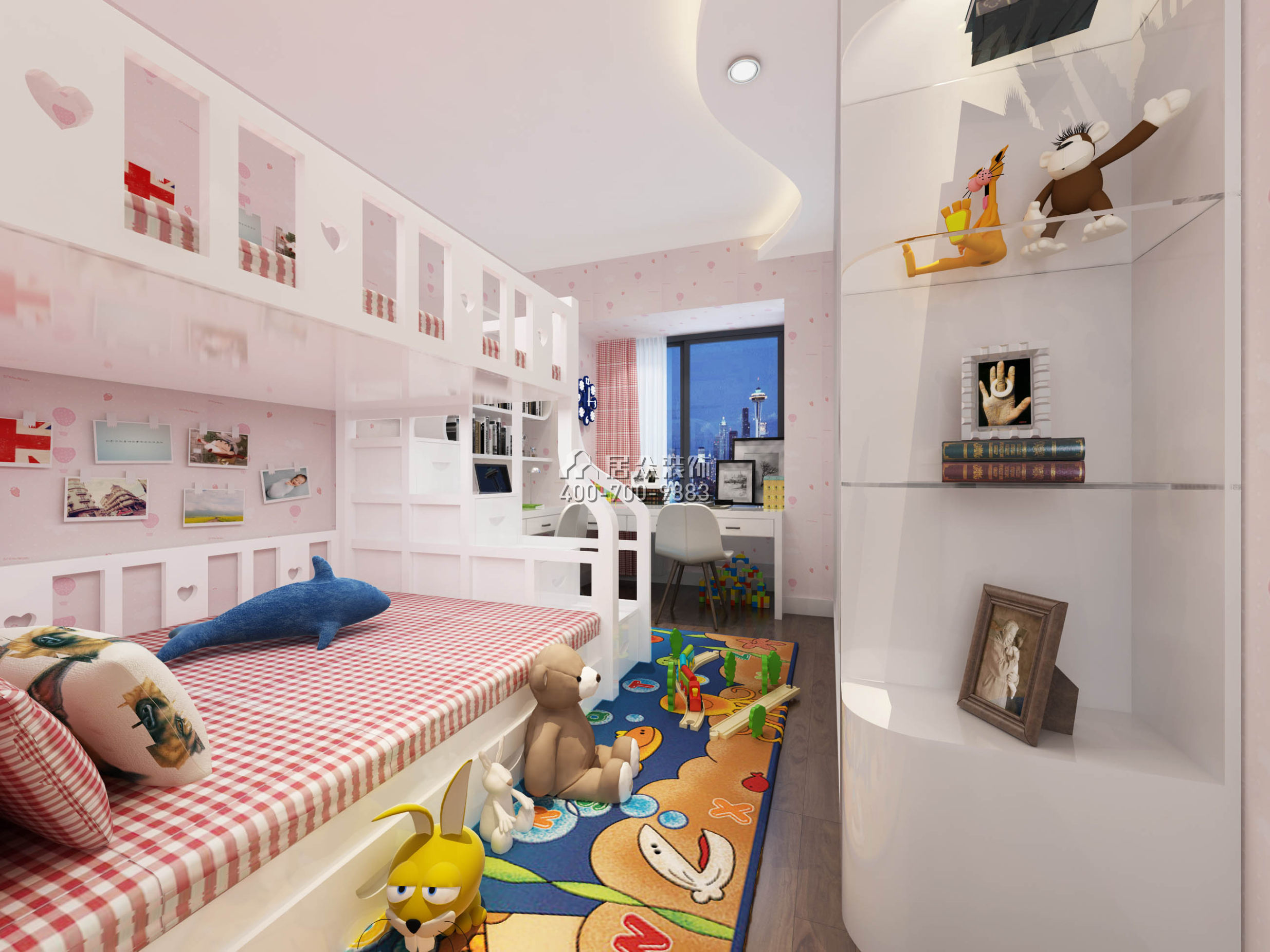 宏发嘉域89平方米欧式风格平层户型儿童房装修效果图