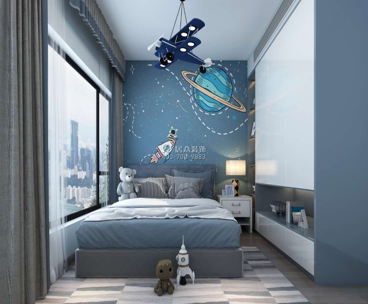 东关乐尚林居108平方米现代简约风格平层户型卧室装修效果图