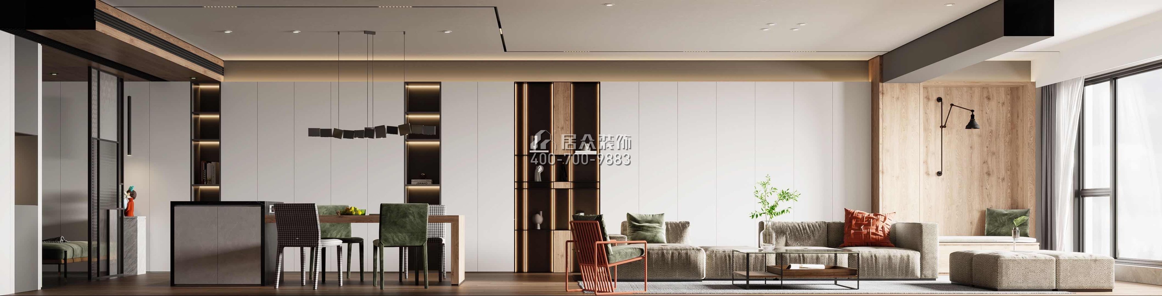 中建江山壹号197平方米现代简约风格平层户型客餐厅一体装修效果图