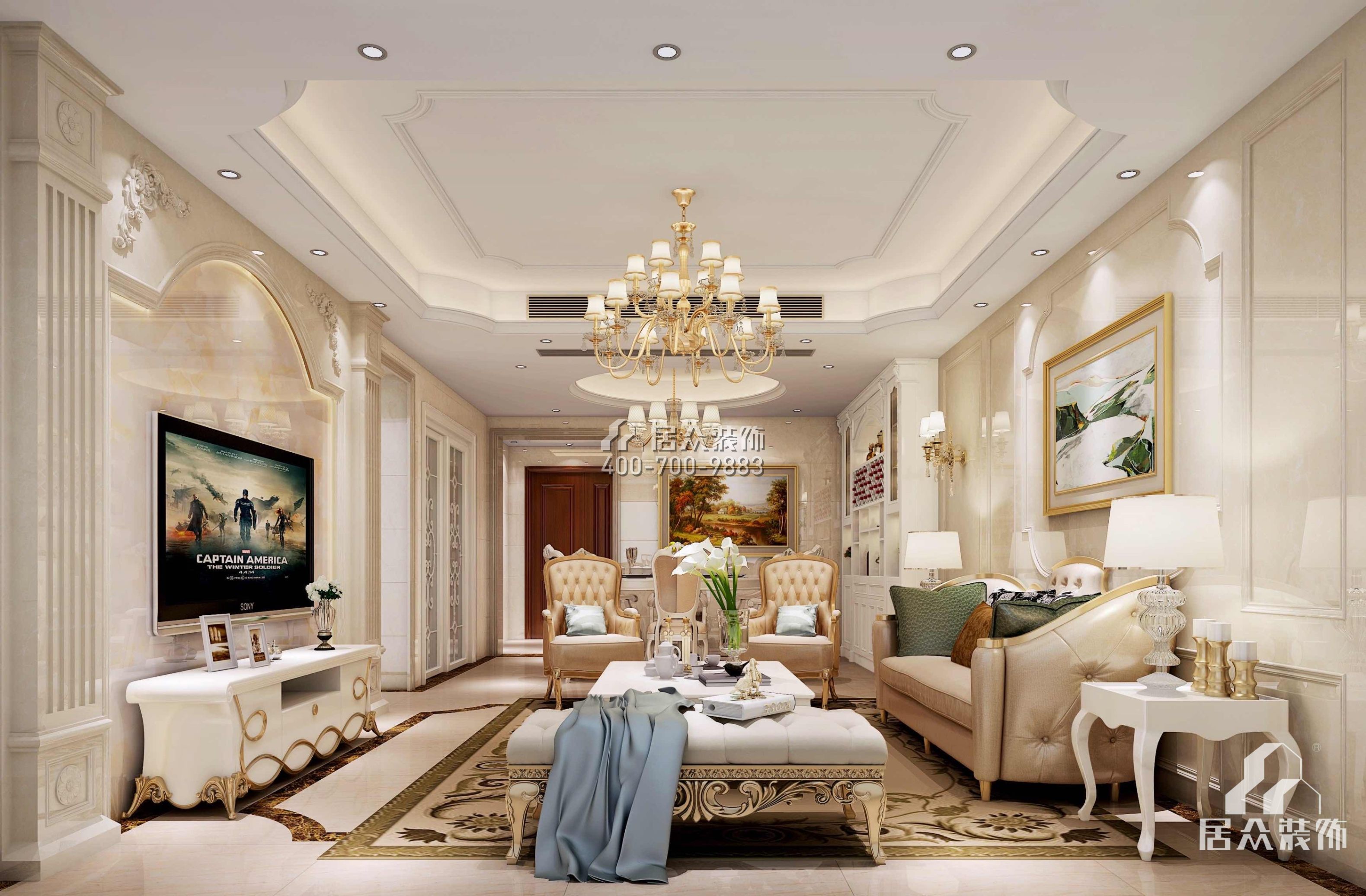 南峰華桂園120平方米歐式風格平層戶型客廳裝修效果圖