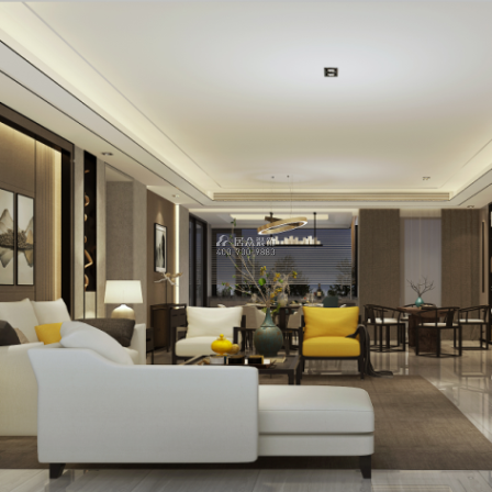 錦繡花園四期280平方米現代簡約風格平層戶型客廳裝修效果圖