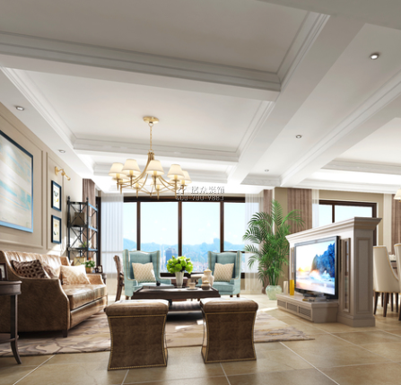潮宗御苑210平方米美式风格平层户型客厅装修效果图
