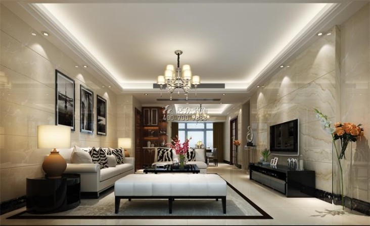 紫麟山211平方米现代简约风格平层户型客厅装修效果图