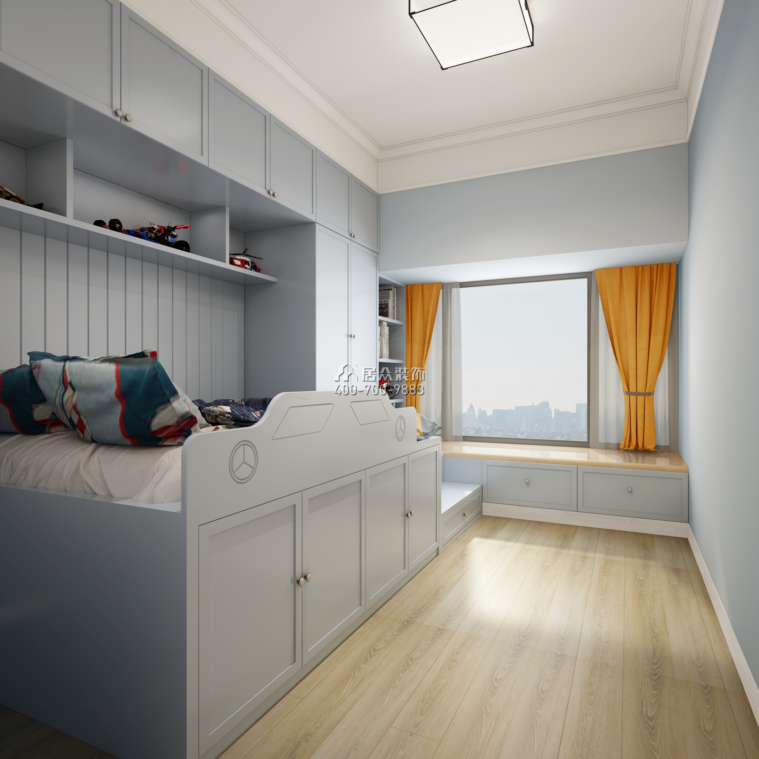华润城润府160平方米中式风格平层户型卧室装修效果图