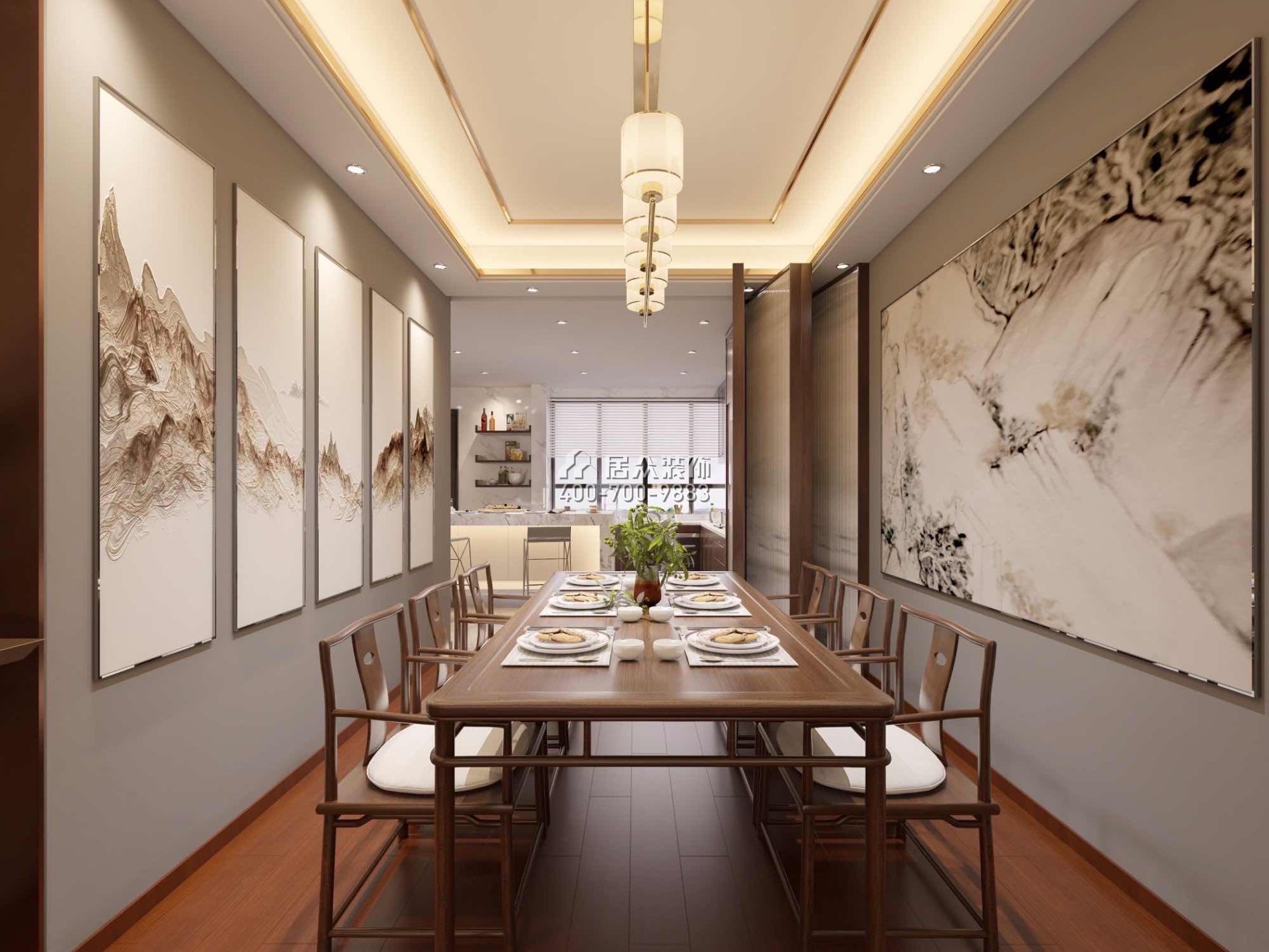 广东省珠海市香洲区216平方米中式风格平层户型餐厅装修效果图