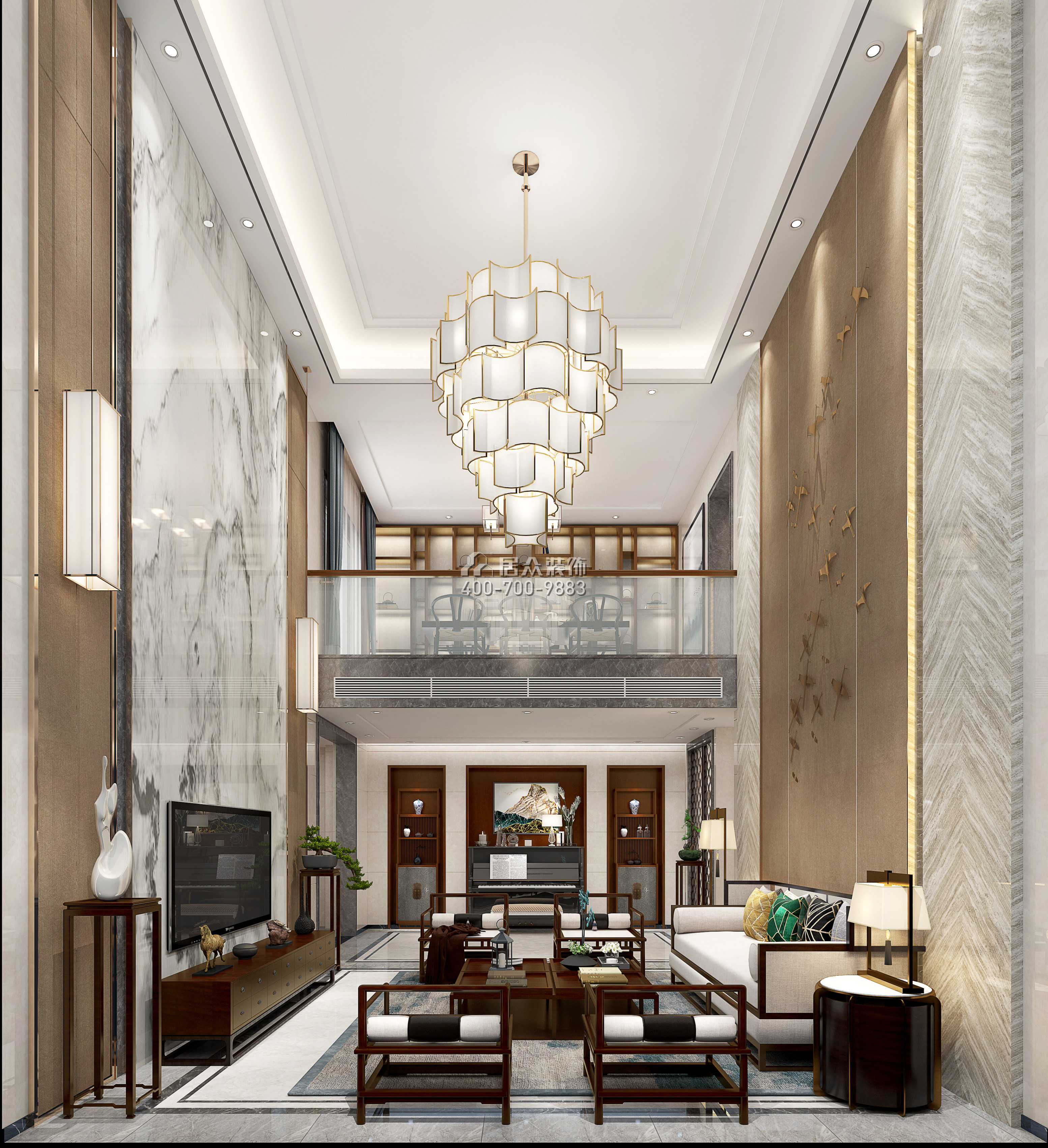丽水佳园390平方米中式风格3户型客厅装修效果图