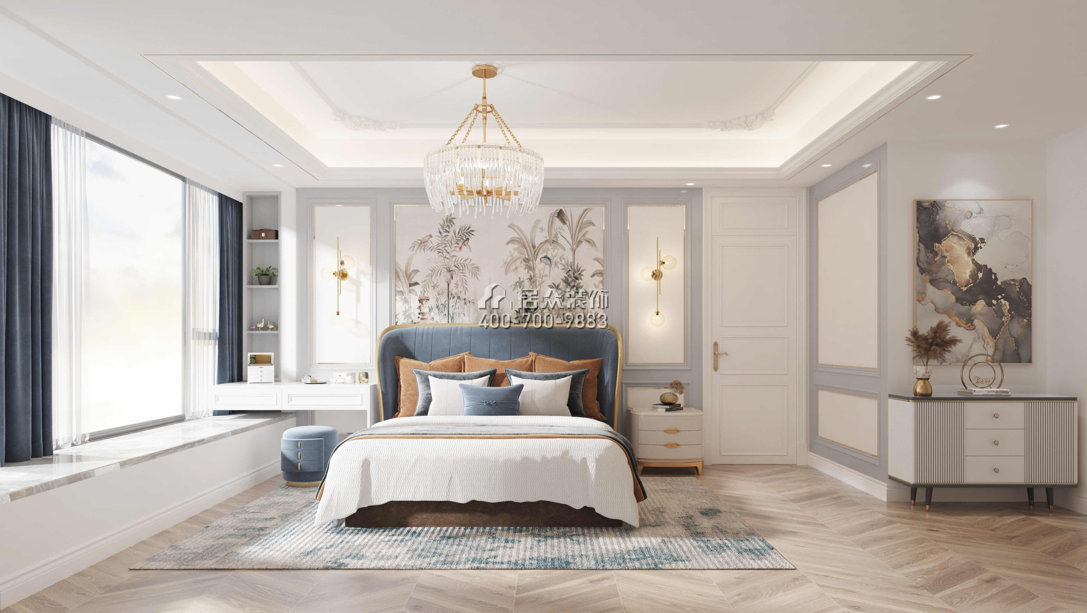 卓能雅苑126平方米欧式风格平层户型卧室装修效果图