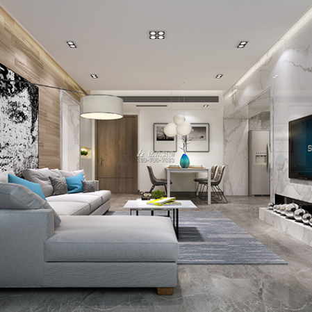 華潤城100平方米現代簡約風格平層戶型客廳裝修效果圖