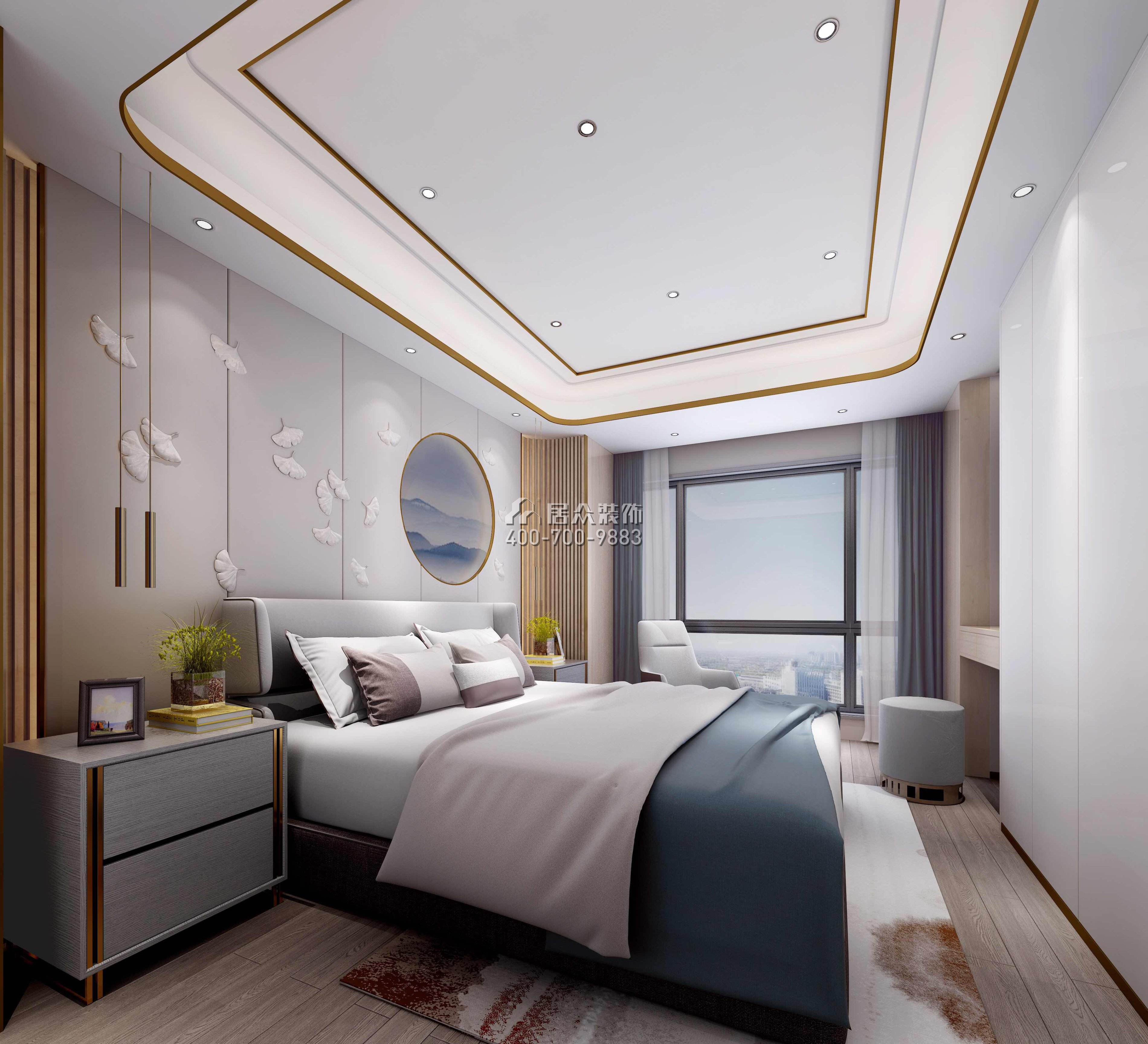 前海东岸126平方米中式风格平层户型卧室（中国）科技有限公司官网效果图