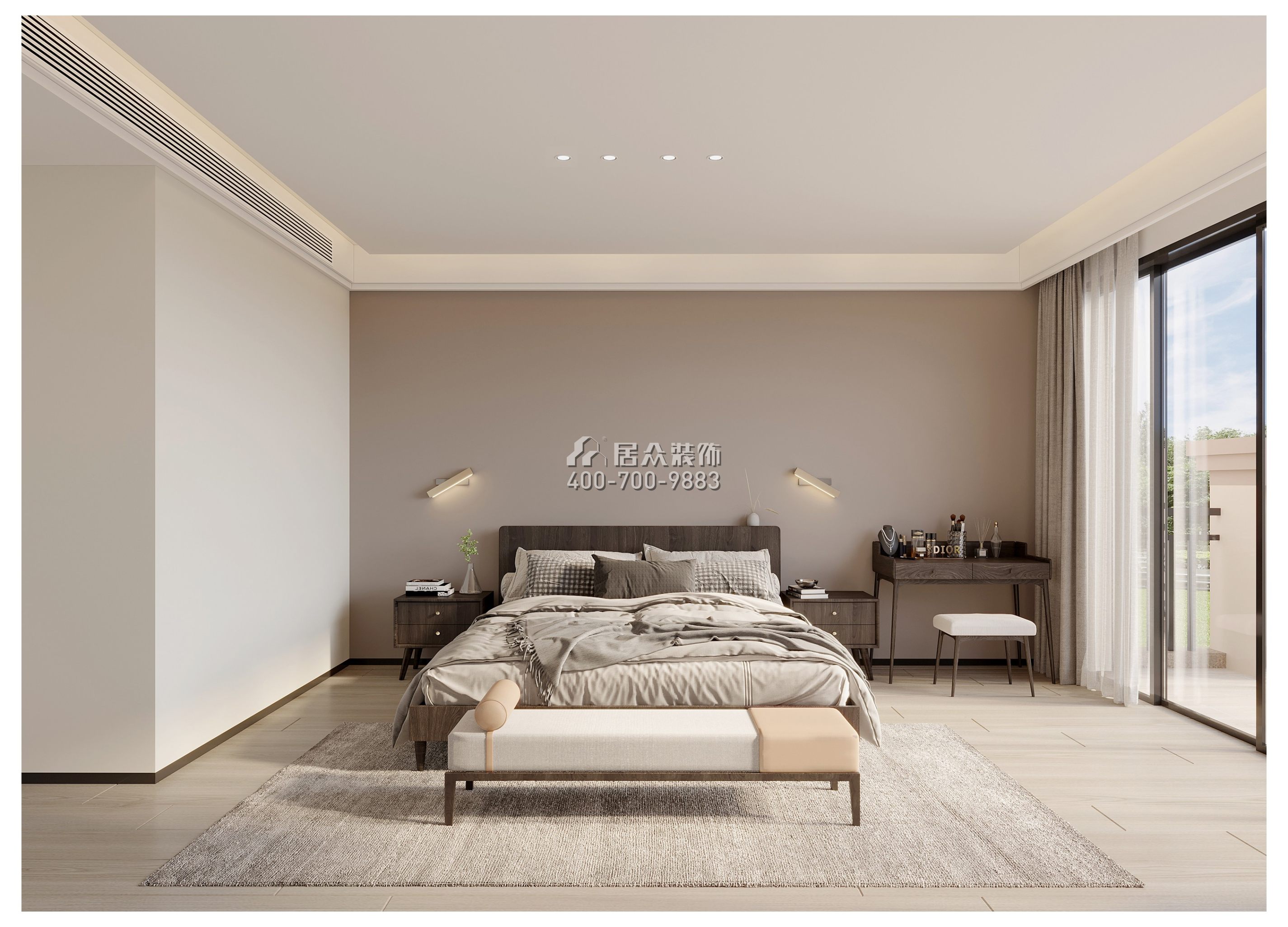海逸豪庭御峰560平方米现代简约风格别墅户型卧室装修效果图