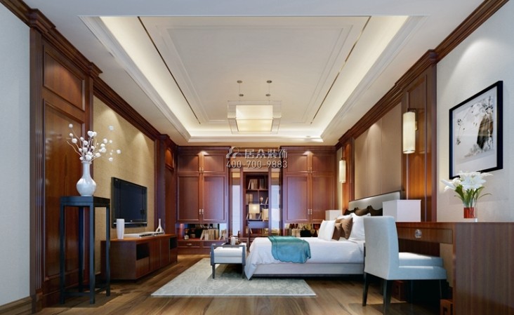 振业城一期360平方米中式风格别墅户型卧室装修效果图