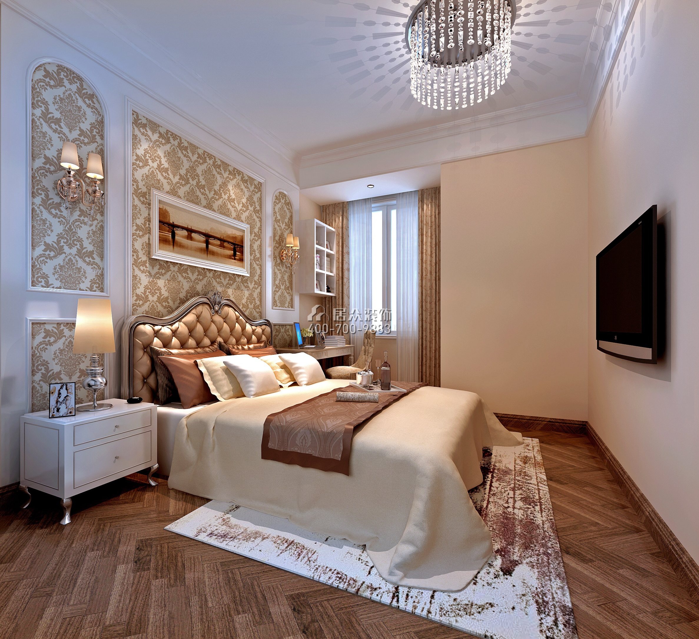 星河丹堤139平方米欧式风格平层户型卧室装修效果图