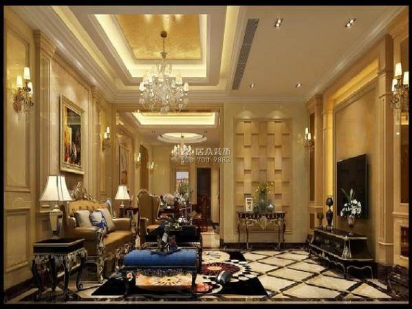 碧桂园凤凰城300平方米欧式风格别墅户型客厅装修效果图