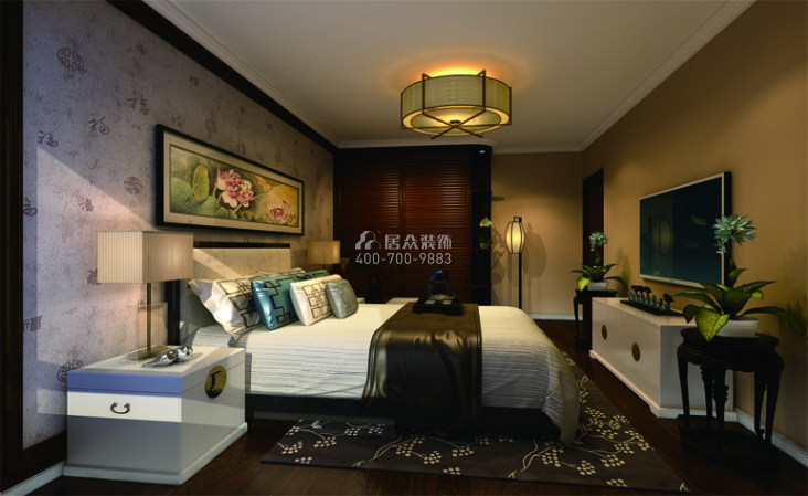世茂玉錦灣144平方米中式風格平層戶型臥室裝修效果圖