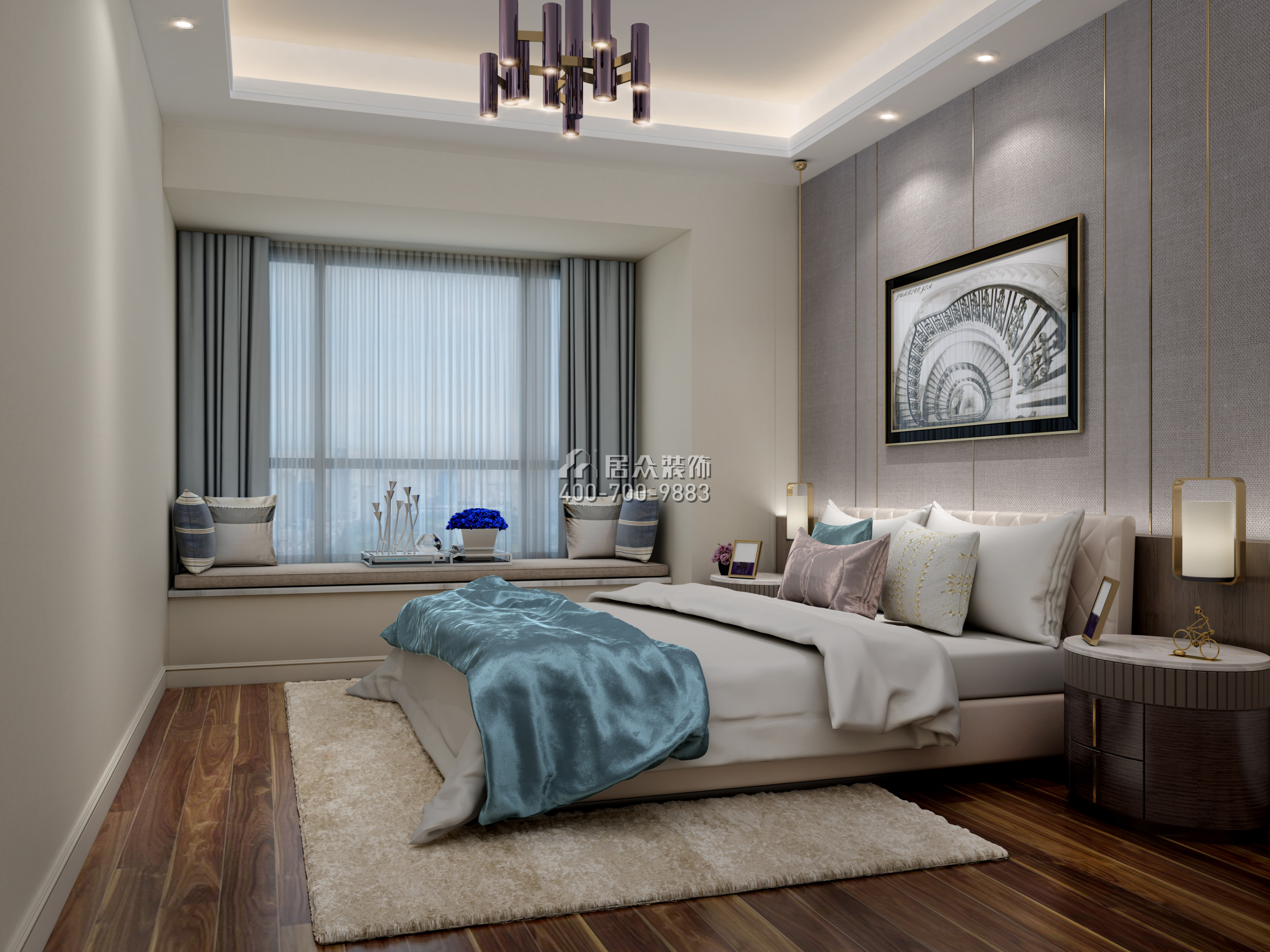 华润城一期150平方米现代简约风格平层户型卧室装修效果图