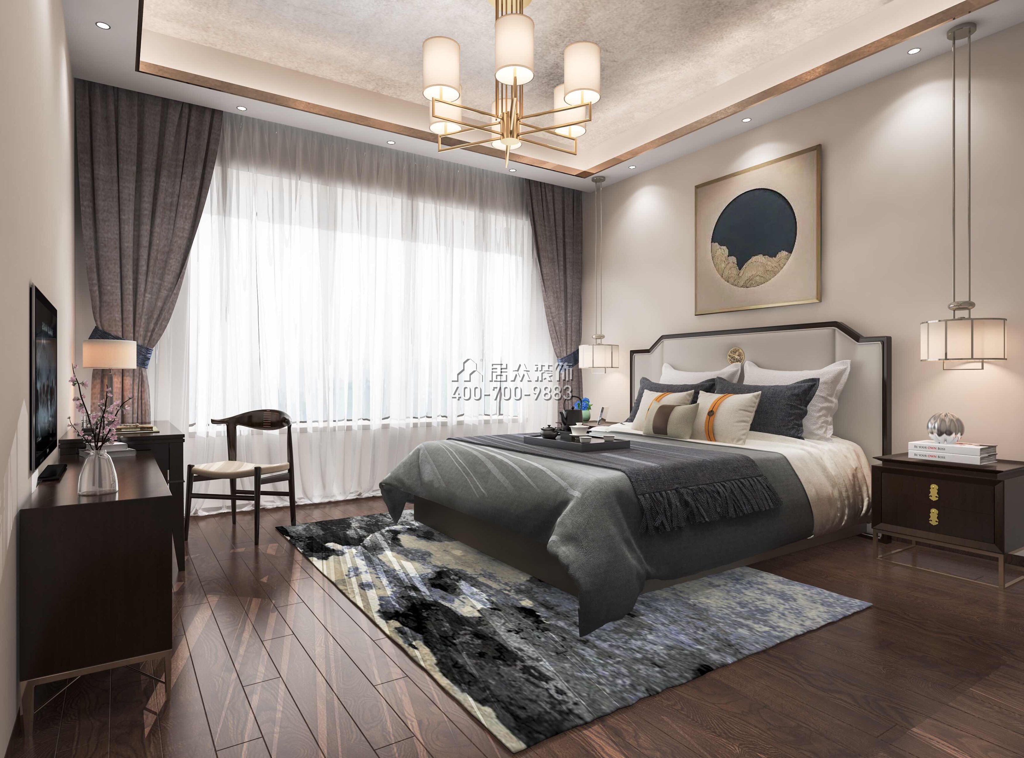 华发新城226平方米中式风格平层户型卧室装修效果图