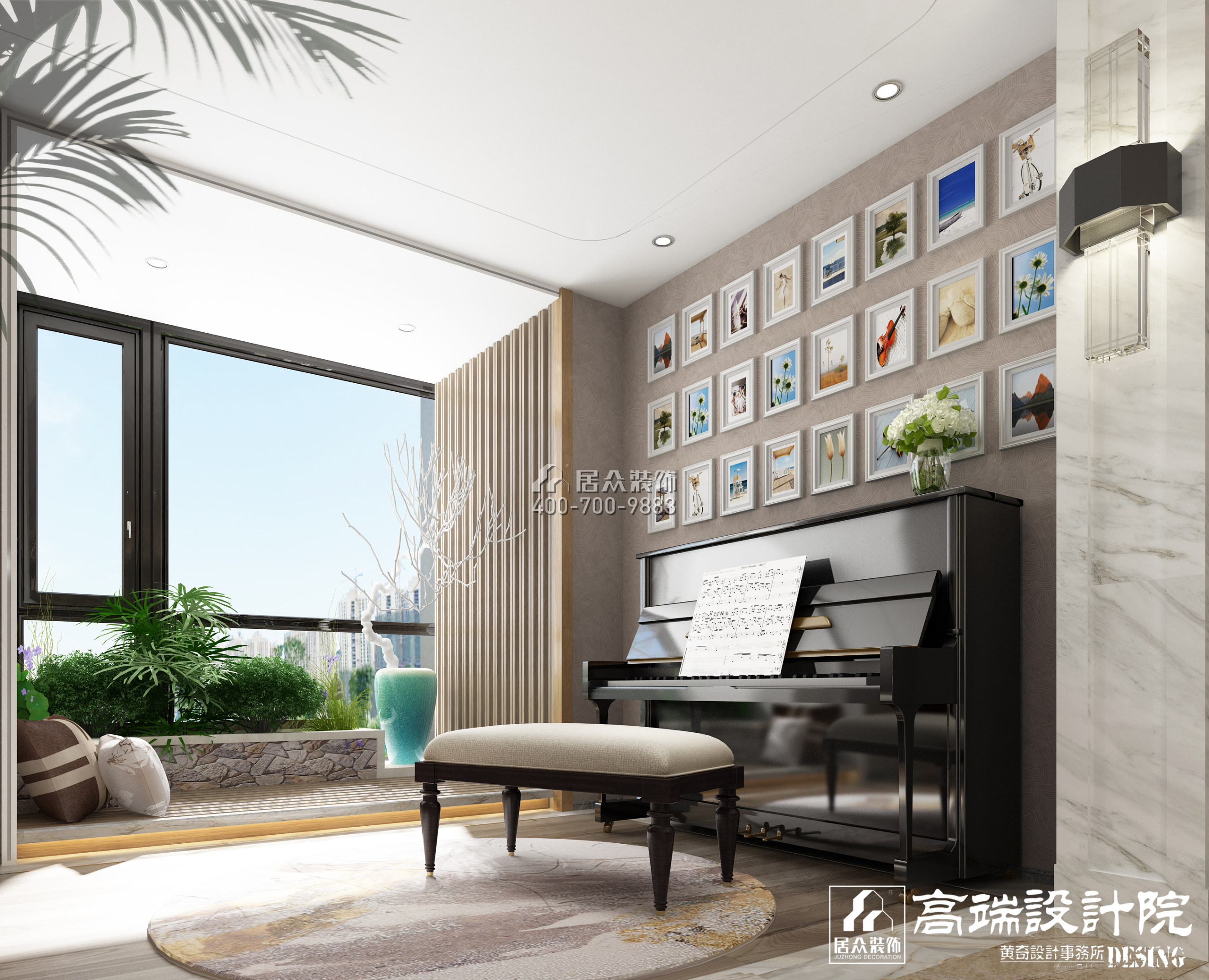 湘江一号320平方米现代简约风格平层户型娱乐室装修效果图