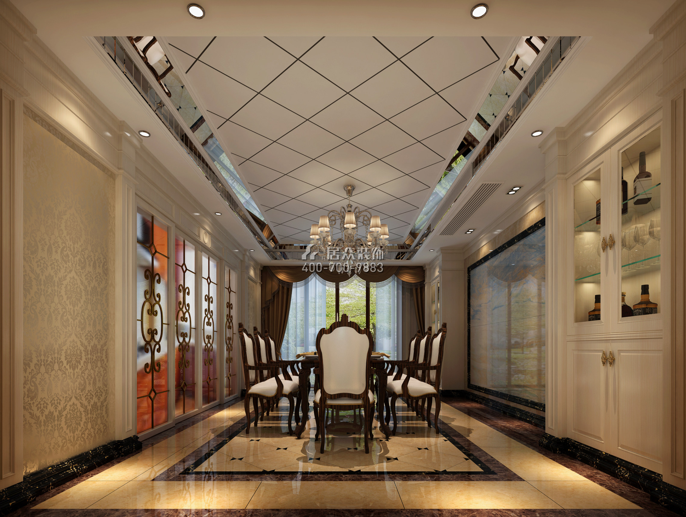 容桂碧桂園580平方米歐式風格復式戶型餐廳裝修效果圖