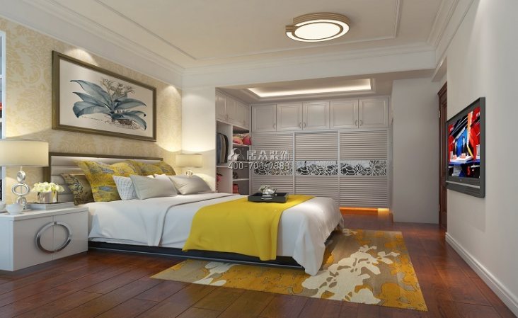 维港半岛136平方米欧式风格平层户型卧室装修效果图