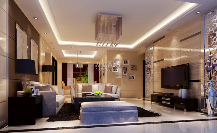 中海九號公館143平方米現代簡約風格平層戶型客廳裝修效果圖