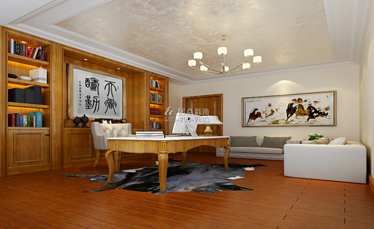 维港半岛240平方米欧式风格复式户型书房装修效果图