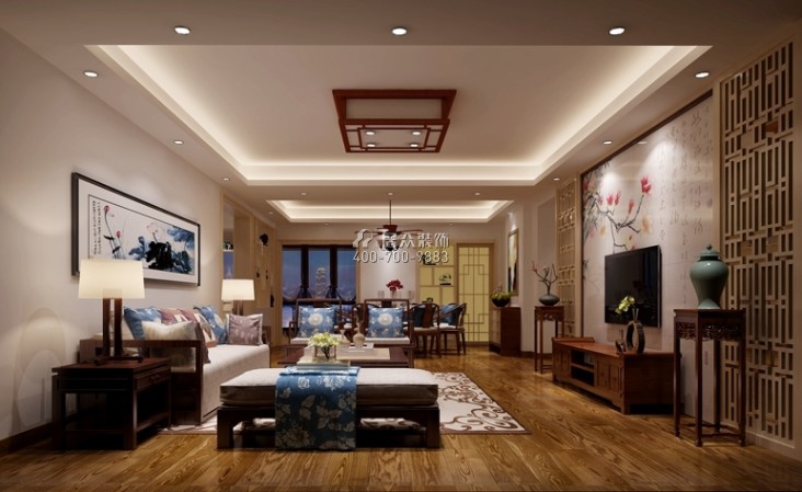 寶嘉拉德芳斯145平方米中式風格平層戶型客廳裝修效果圖