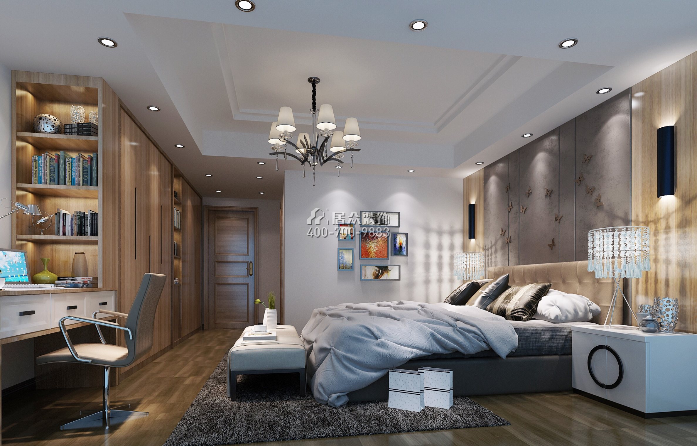 博林天瑞花园一期165平方米现代简约风格平层户型卧室装修效果图