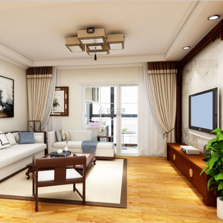 太陽雨家園95平方米中式風格平層戶型客廳裝修效果圖