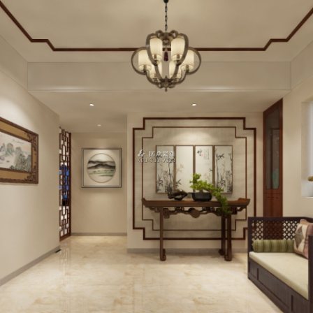 菩提园298平方米中式风格平层户型客厅装修效果图