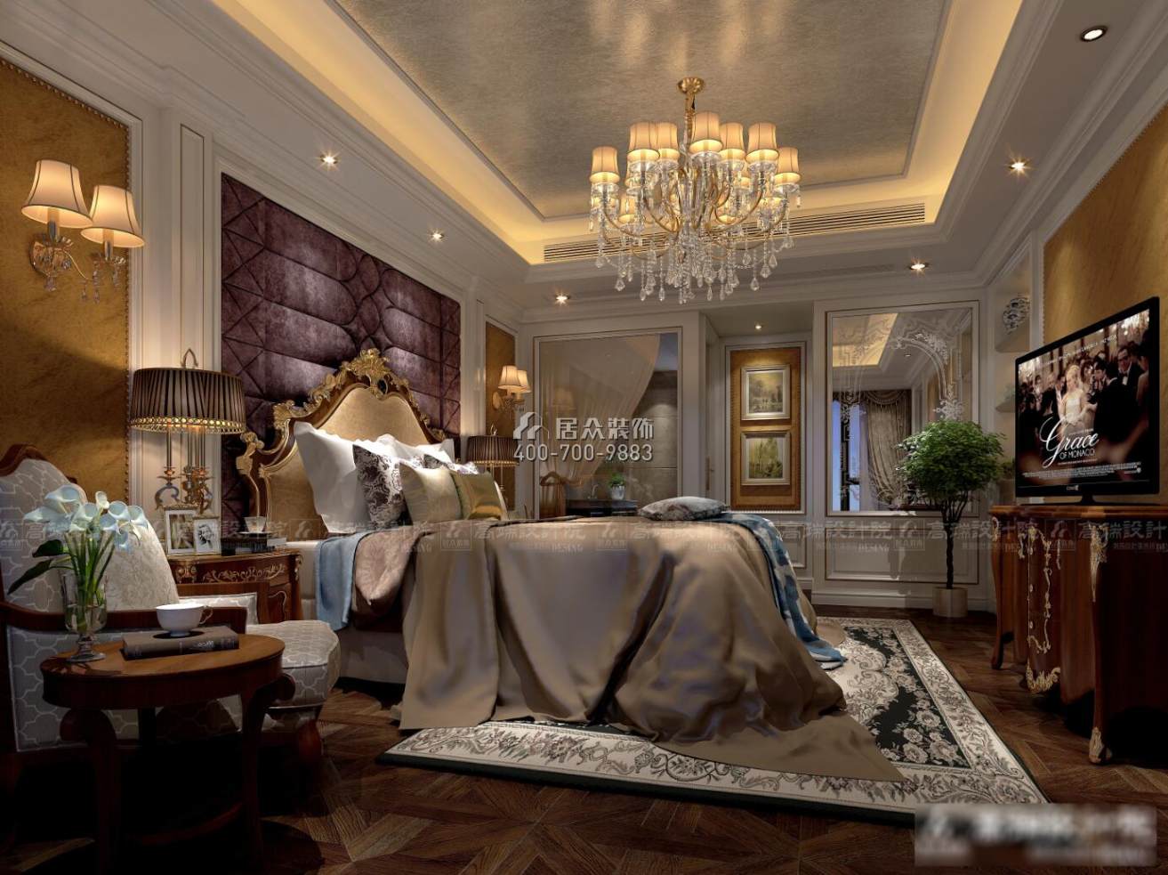 五矿紫湖香醍150平方米欧式风格平层户型卧室装修效果图