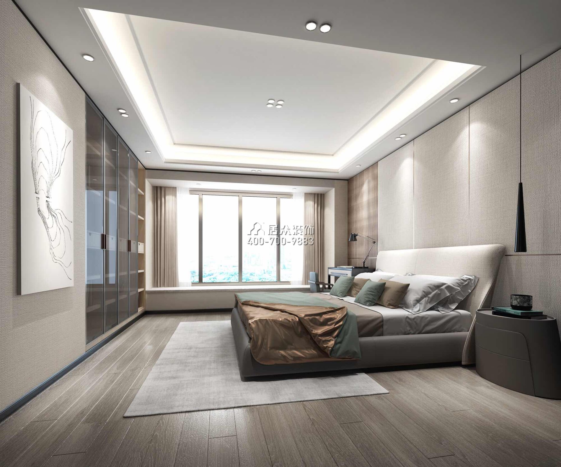 香山美墅四期203平方米現代簡約風格平層戶型臥室裝修效果圖