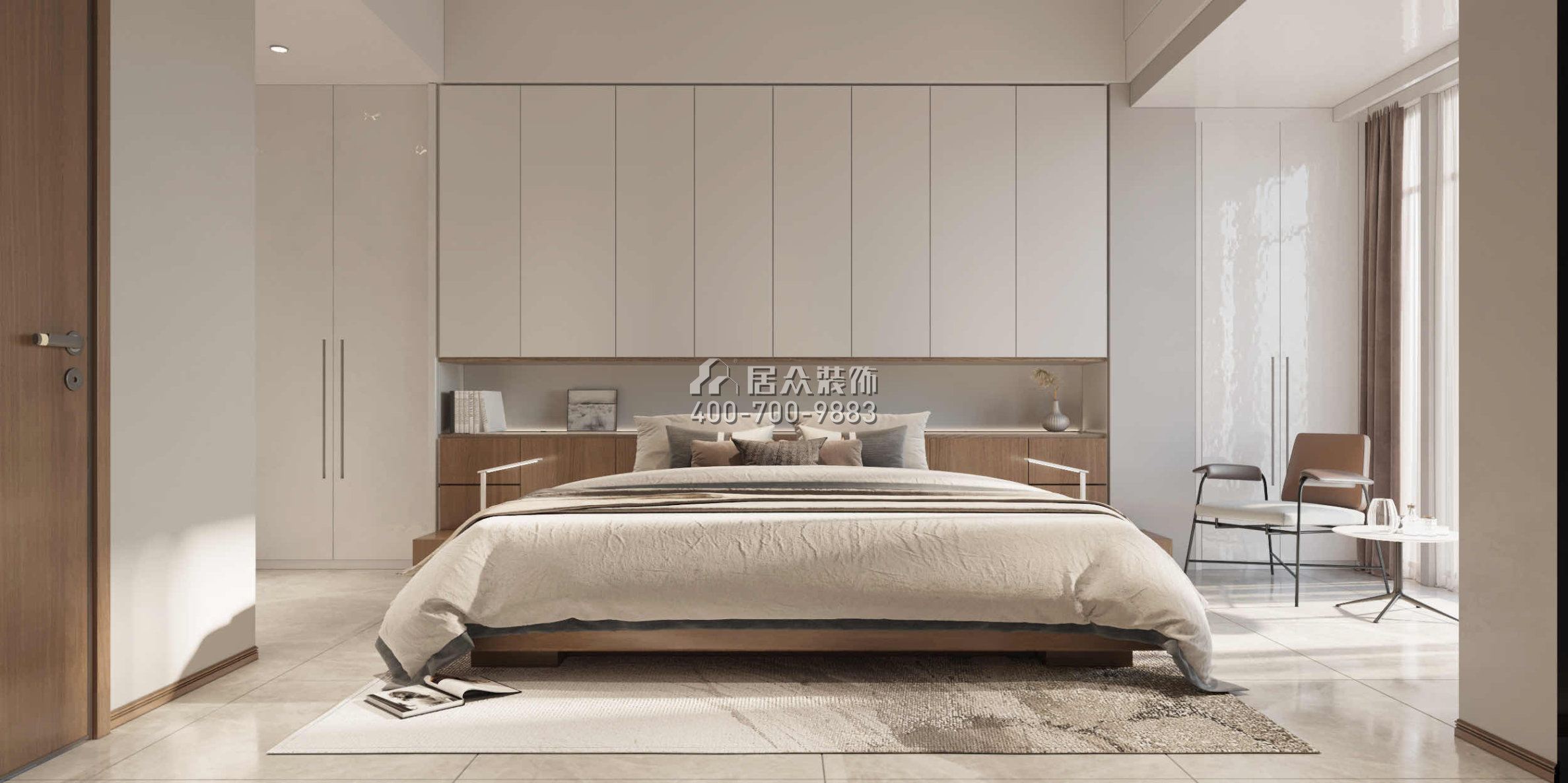 北辰定江洋190平方米现代简约风格平层户型卧室装修效果图
