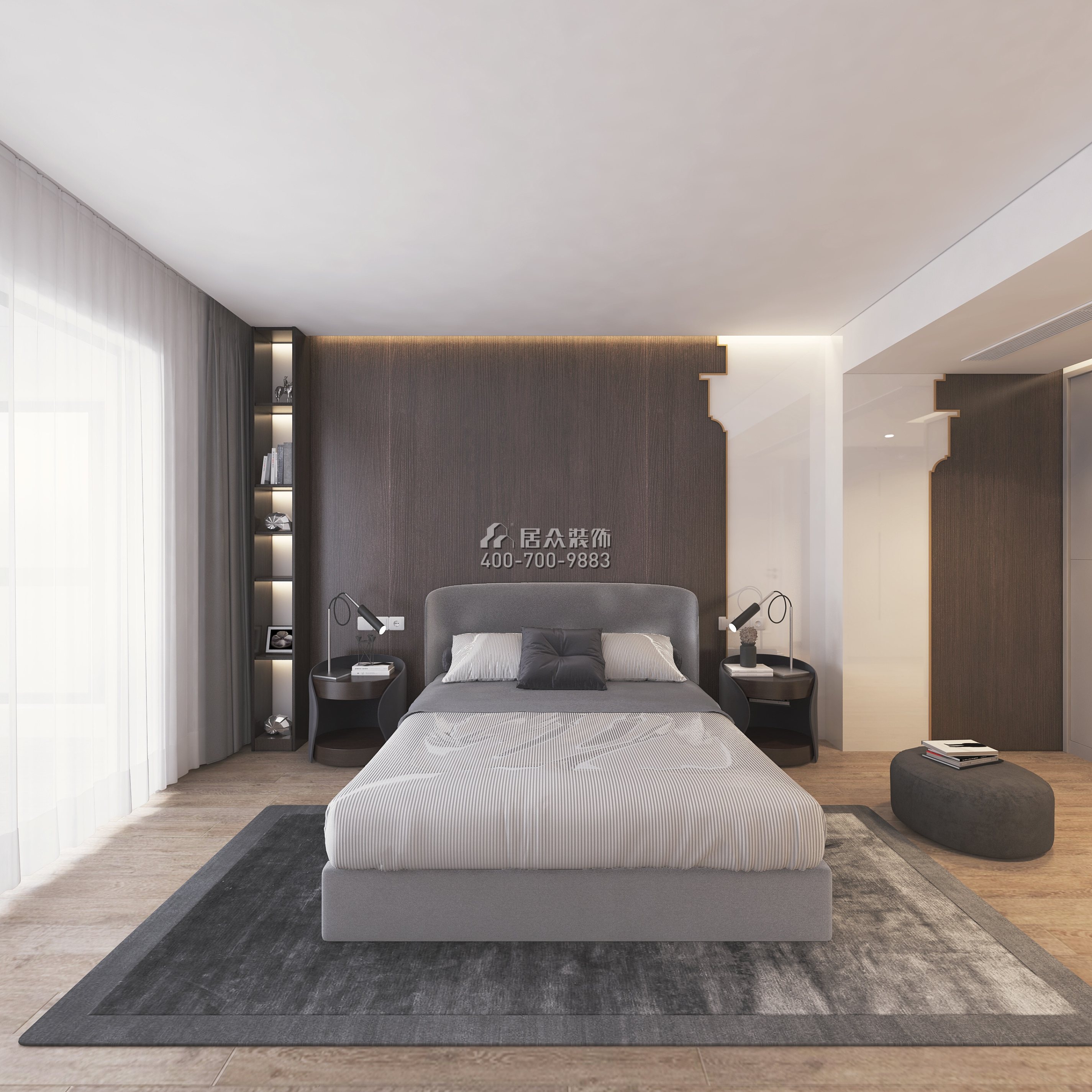 泓鑫城市花园250平方米混搭风格复式户型卧室装修效果图