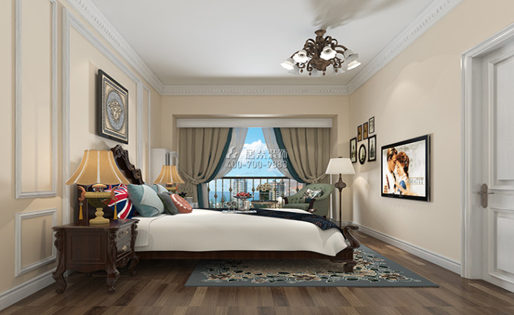中伦东海岸137平方米美式风格平层户型卧室装修效果图