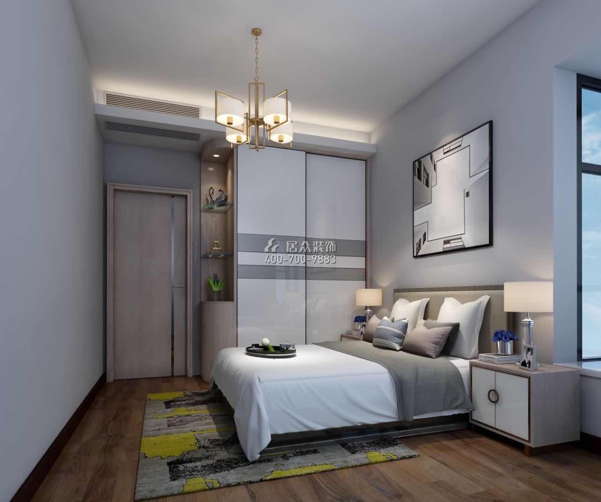 香市一号200平方米现代简约风格平层户型卧室装修效果图
