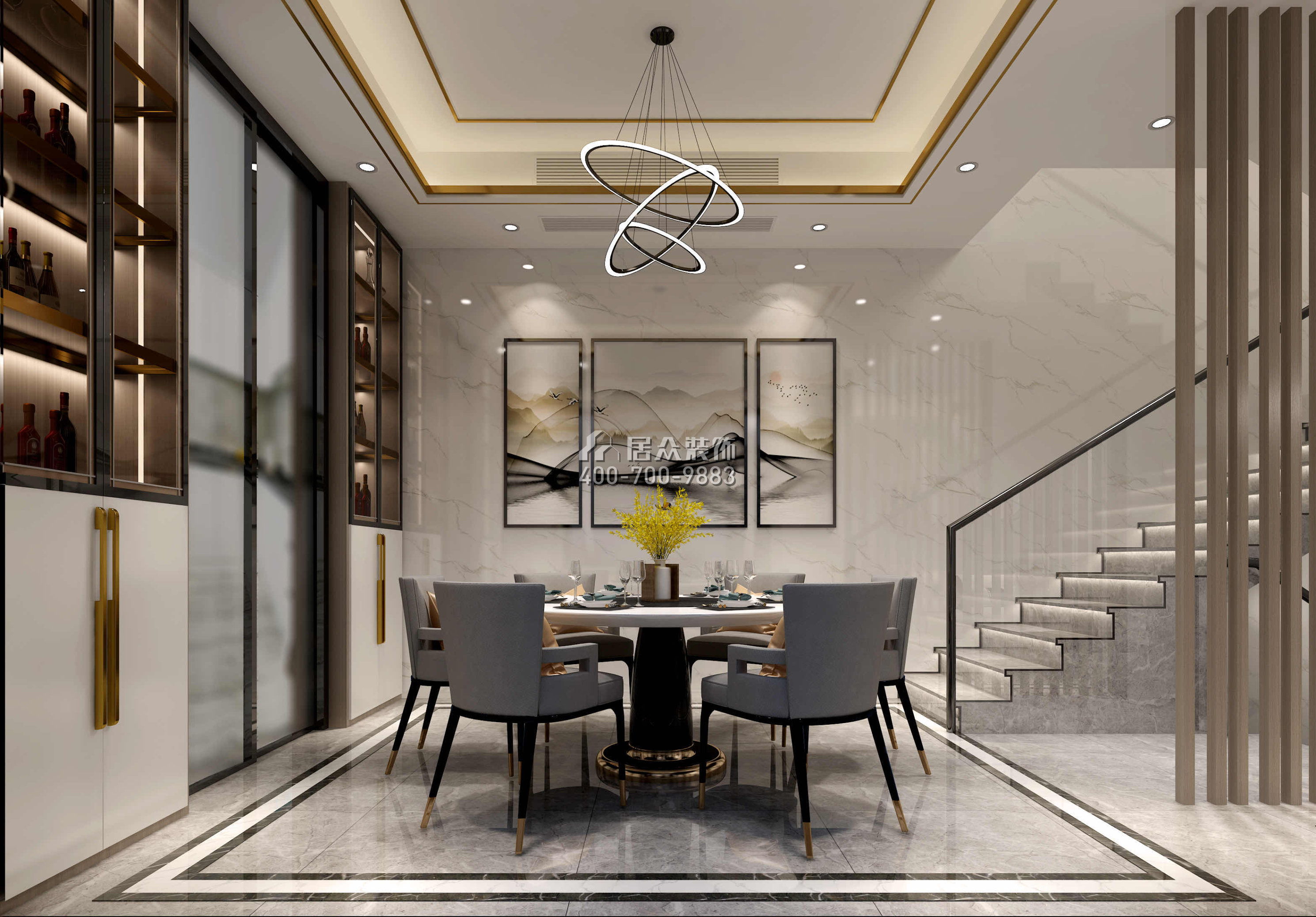 碧桂园映月台350平方米混搭风格别墅户型餐厅装修效果图