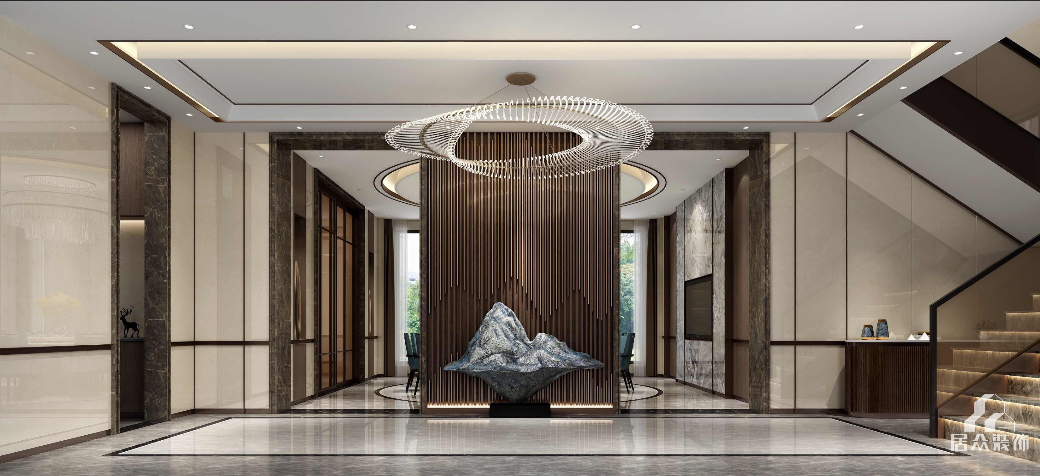 新世纪颐龙湾1000平方米中式风格别墅装修效果图