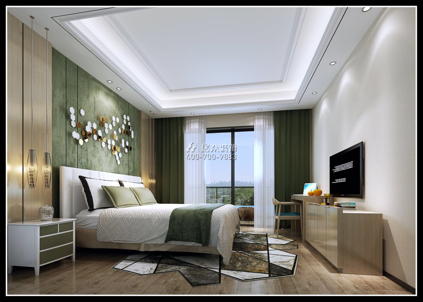 海逸豪庭御峰321平方米現代簡約風格別墅戶型臥室裝修效果圖