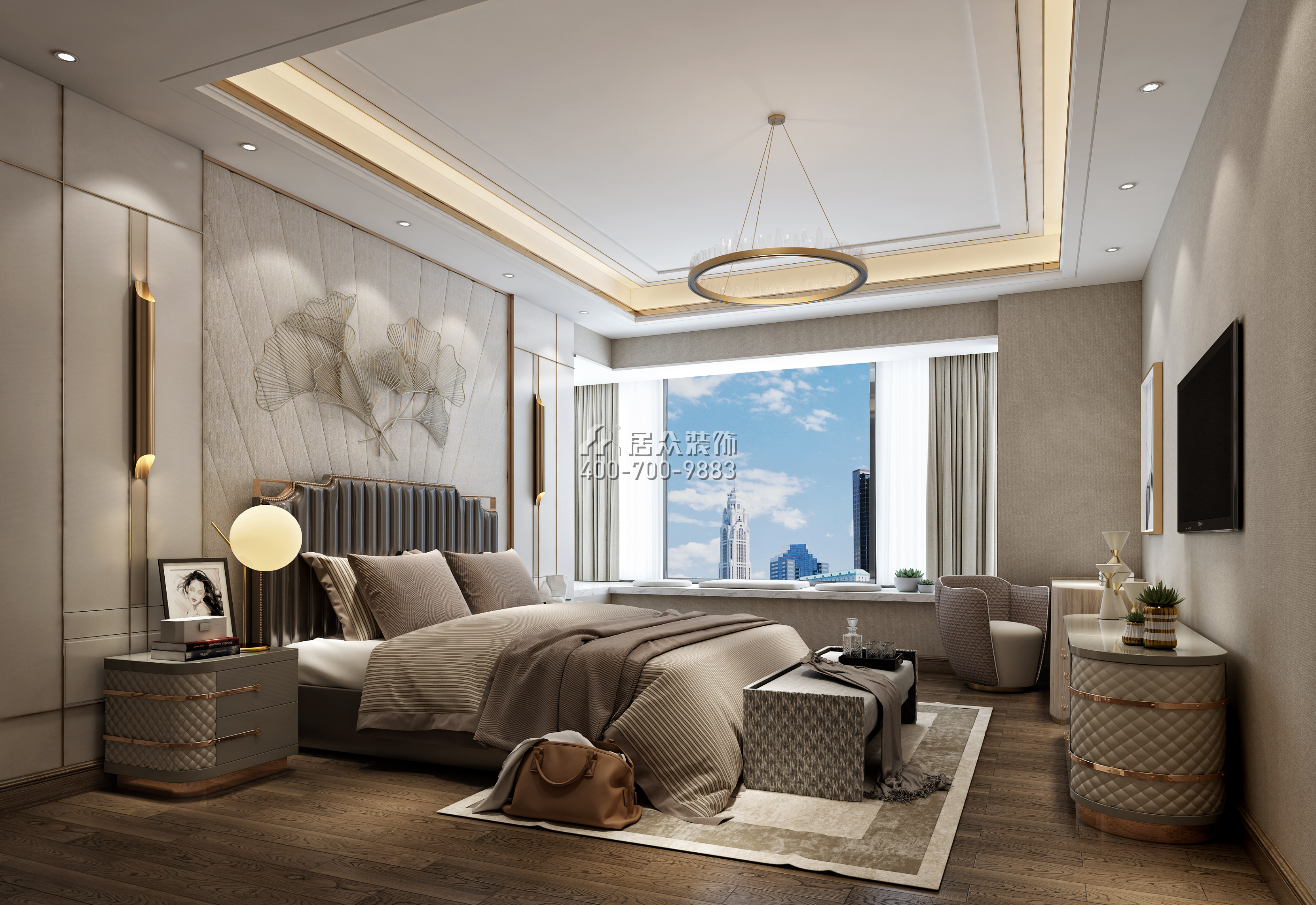 錦繡山河200平方米歐式風格平層戶型臥室裝修效果圖