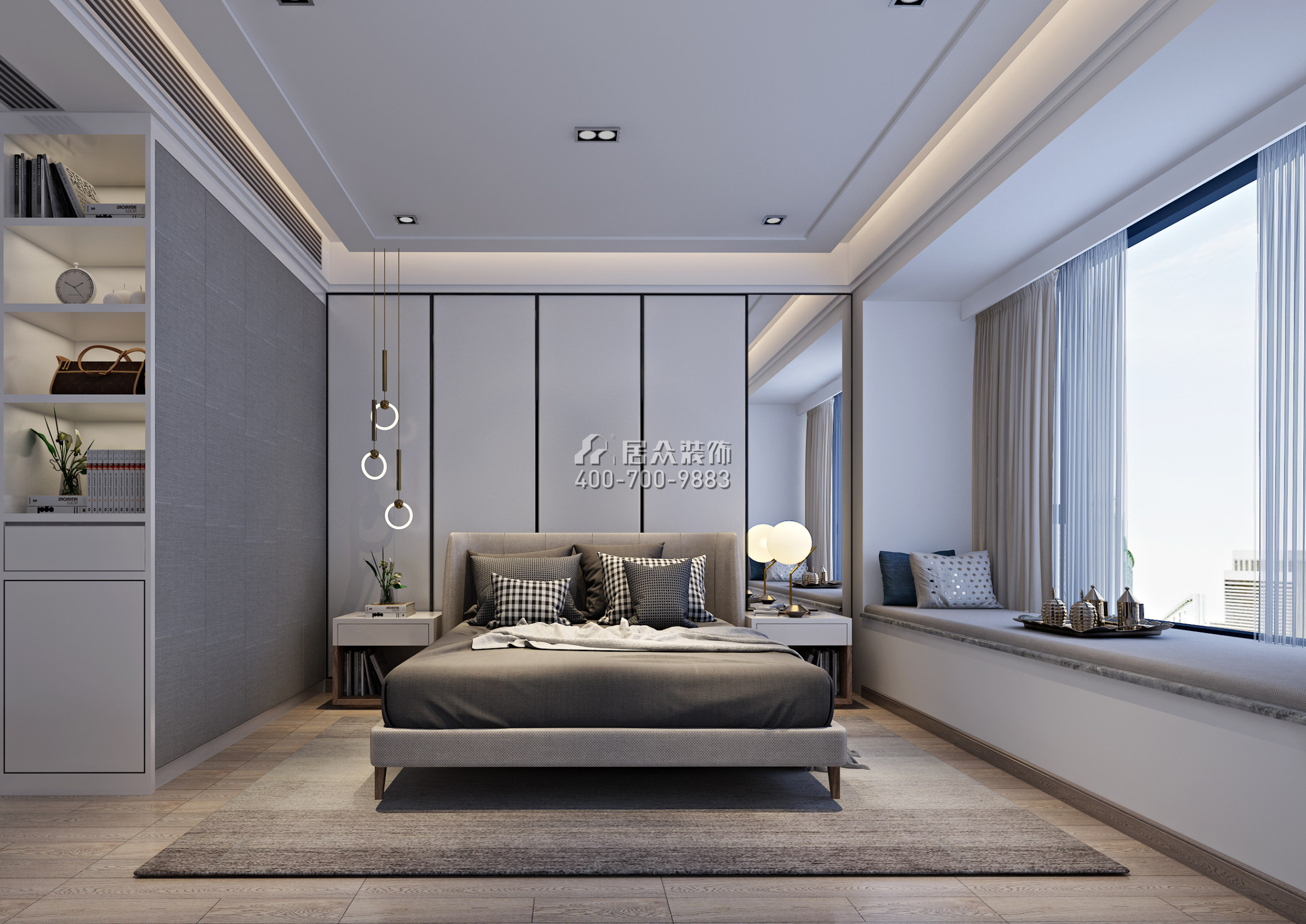 香山美墅四期169平方米现代简约风格平层户型卧室装修效果图