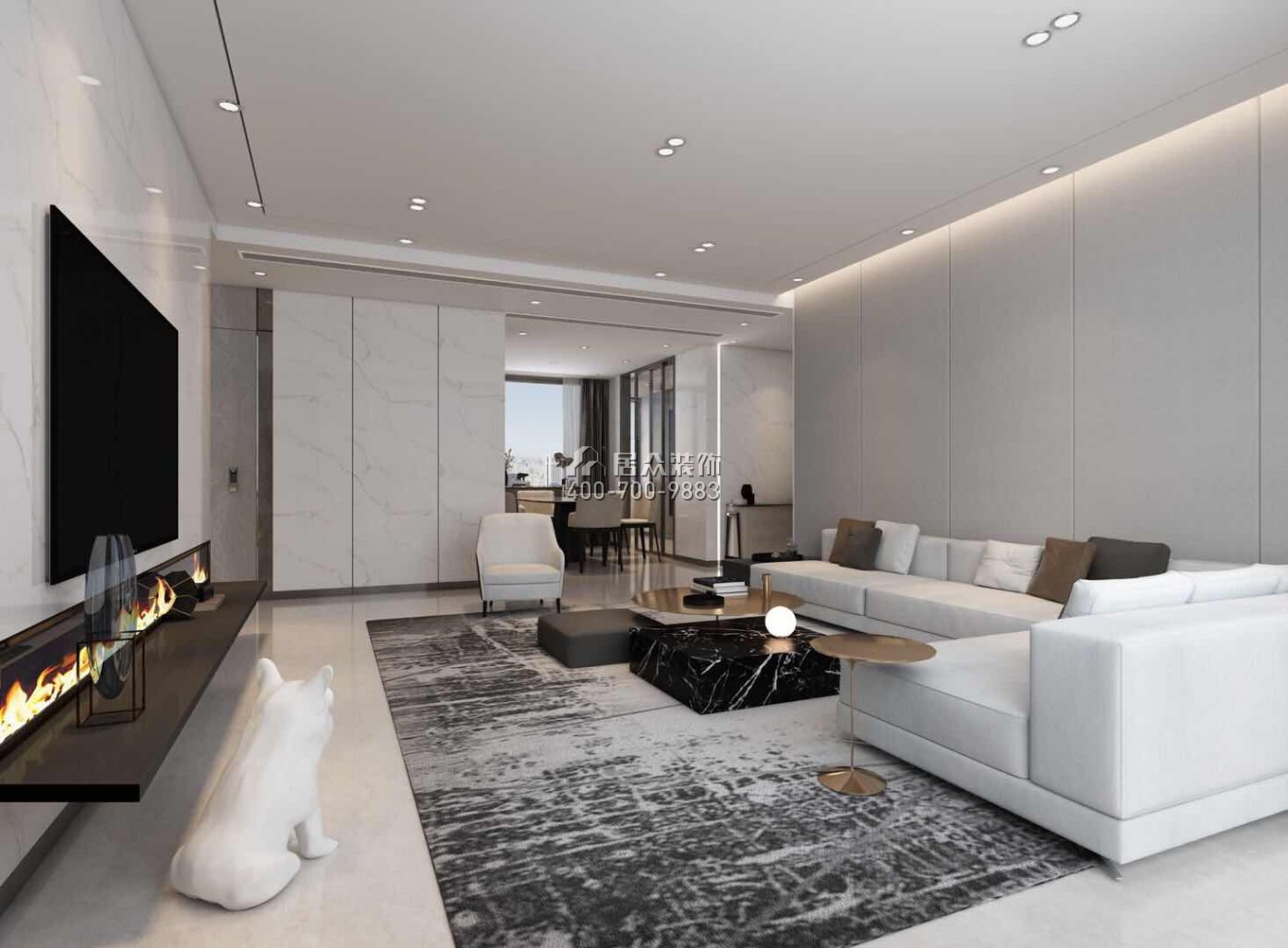 香山美墅五期170平方米现代简约风格平层户型客厅装修效果图