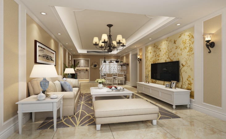 寶生88平方米歐式風格平層戶型客廳裝修效果圖