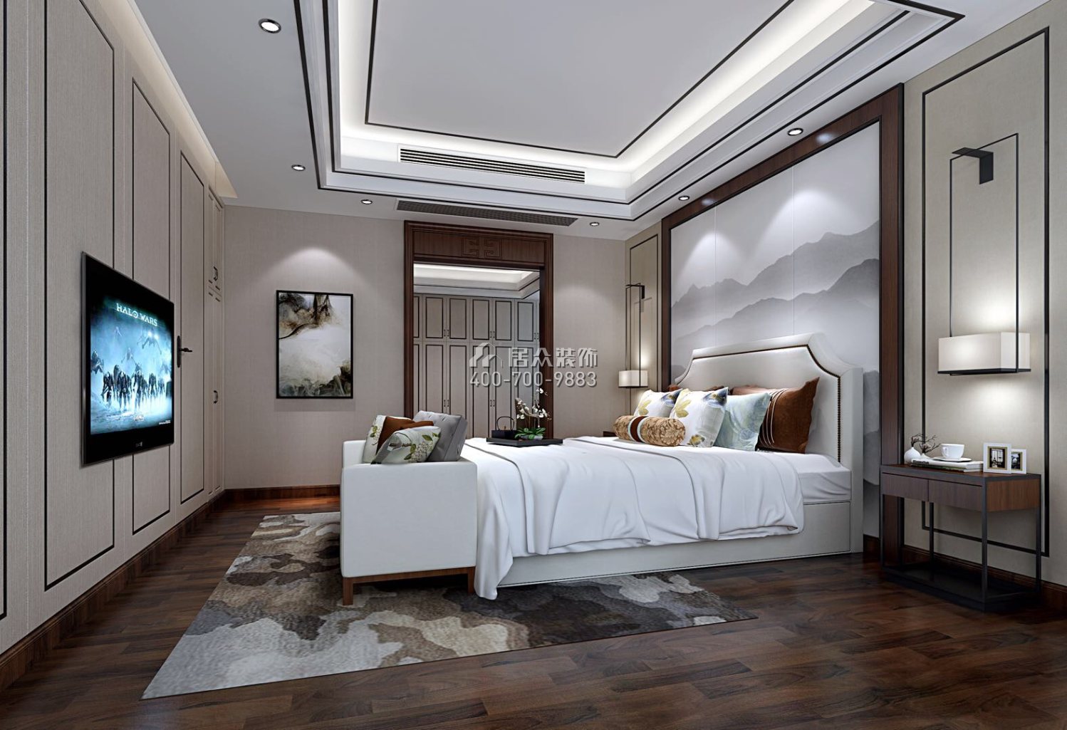 御水豪庭260平方米中式风格复式户型卧室装修效果图