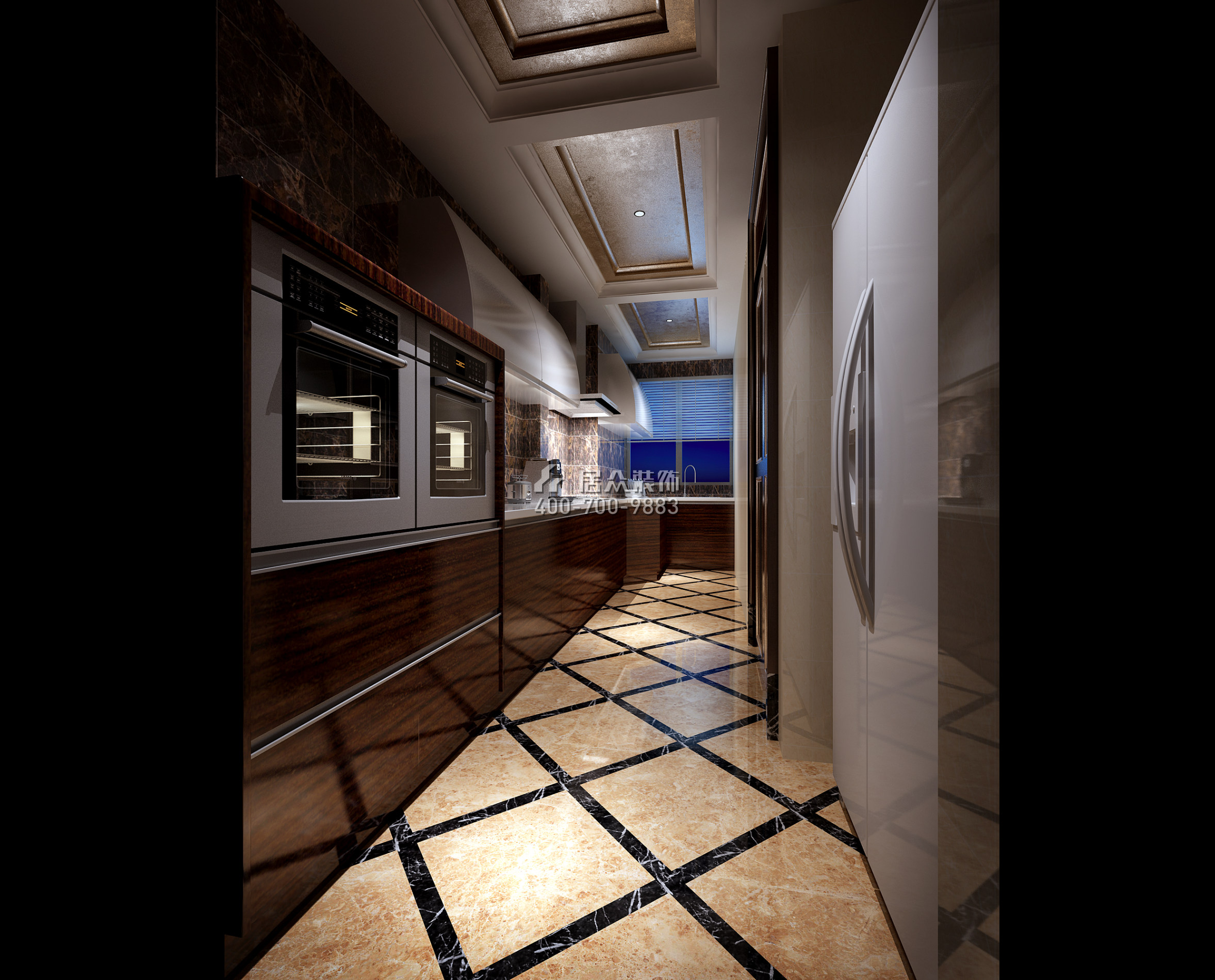 波托菲诺纯水岸520平方米新古典风格复式户型厨房装修效果图