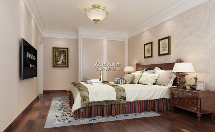 汉京湾雅居120平方米美式风格复式户型卧室装修效果图