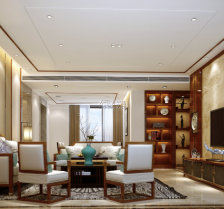 220平方米中式风格复式户型客厅装修效果图