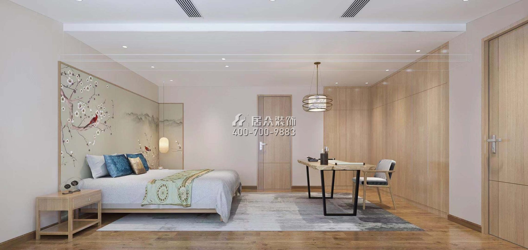 福东龙华府200平方米现代简约风格平层户型卧室装修效果图